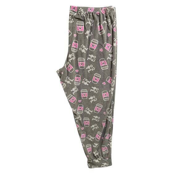 3X Bobbie Brooks Sleepwear Womens PJ Pants Fleece Coffee Print - Picture 7 of 9